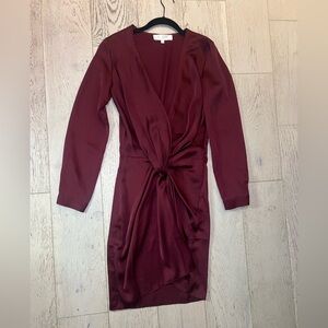 knee length dresses for ladies Iris Long Sleeve Satin Maxi Dress / White | Meshki main image 1